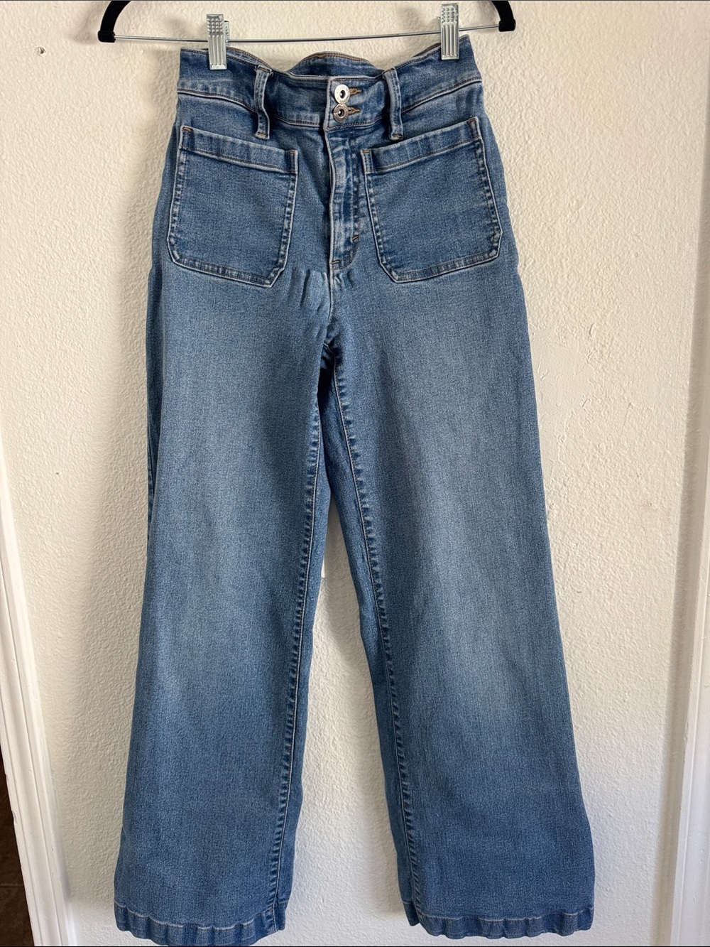 High-Rise Wide Leg Jeans in Light Blue Denim